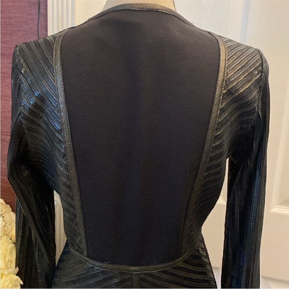 RED Saks fifth avenue Black Metallic genuine leather Jacket, XS - Picture 10 of 13